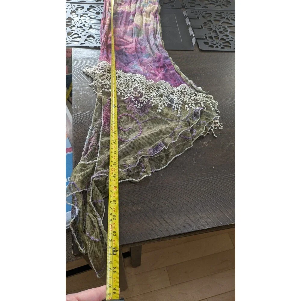Womens Scarf  Fairy Grunge Whimsygoth Boho Embroidered Lace Tie Dye Eclectic